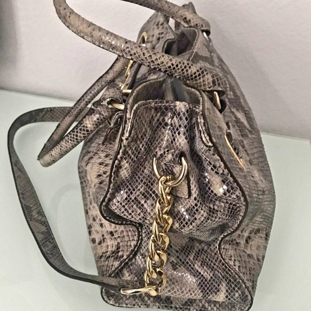 Authentic Michael Kors Python Leather Purse W/Gol… - image 3